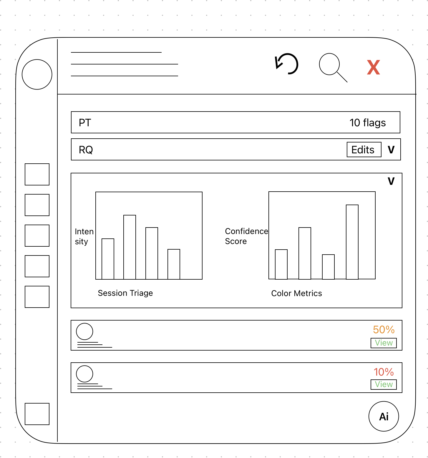 Opened graph view, with collapsed fields to edit the research question and playtest theme